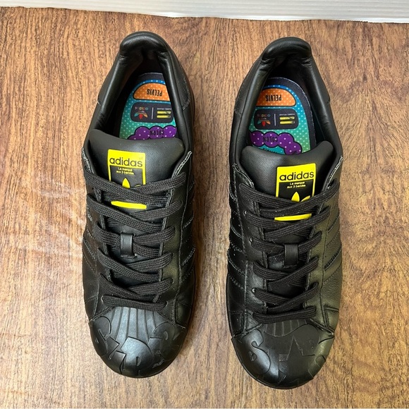 Adidas Superstar Pharrell Williams Supershell Black Yellow Shoes Size 6.5 - Picture 4 of 13